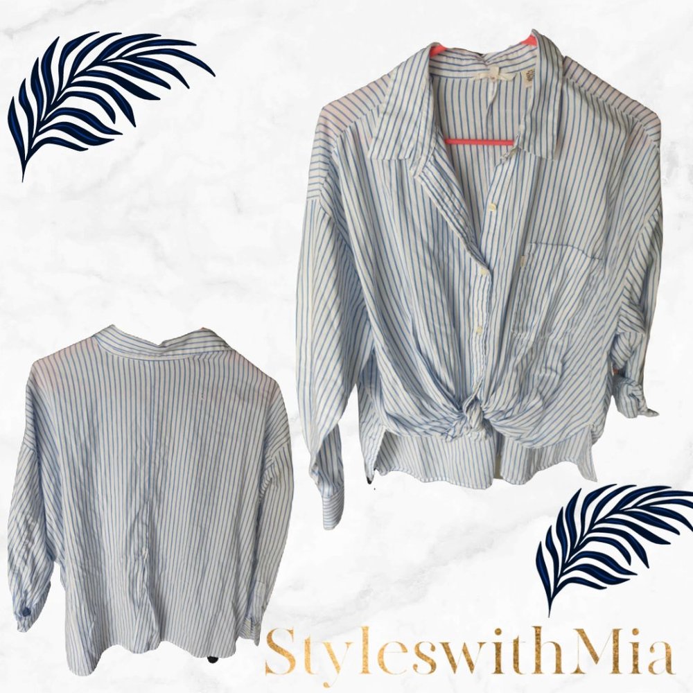 Levi's Blue and White Stripped Front Knot high Low Top